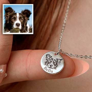 Custom Dog Cat Portrait Necklace
