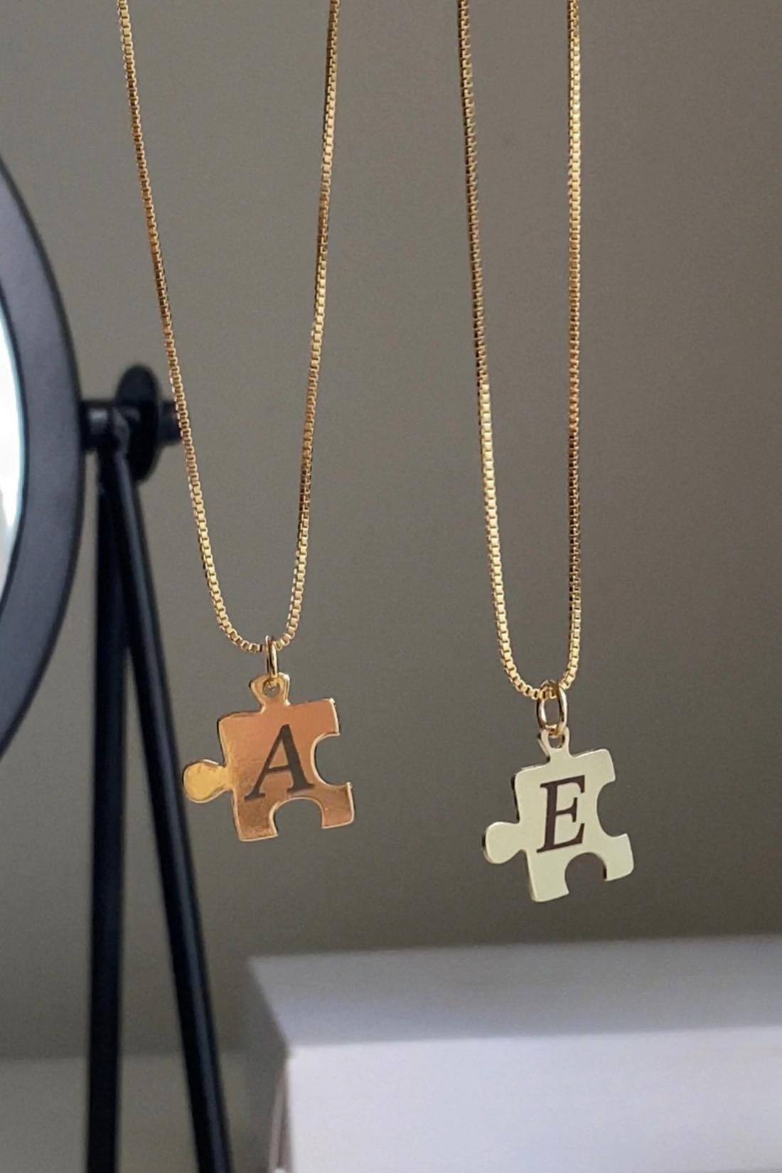 Personalized customizable double puzzle necklace