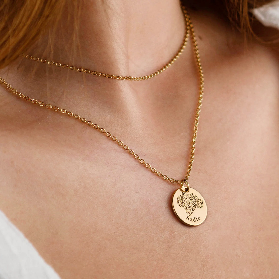 Custom Dog Cat Portrait Necklace